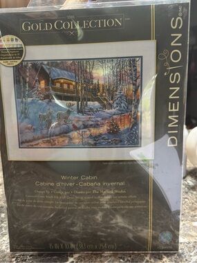 Dimensions Gold collection “Winter Cabin” cross stitch 15x10 New